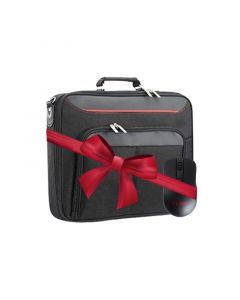 Bundle E-Train Laptop Carry Bag, 15.6", Waterproof, Black with Red line - BG-06-0 + E-Train Wireless Mouse 1200 DPI, Black - MO-50-0