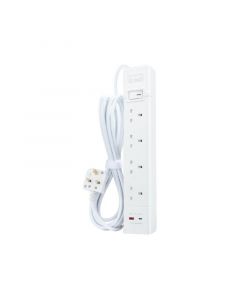 Alfanar Extension Cord 4 Outlet, 3M, 2Port 1X USB/1X USB-C, White - CE043M2AC20