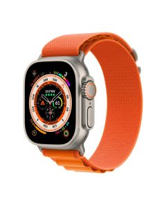 Apple Watch Ultra GPS+Cellular, 49mm Titanium Case with Orange Alpine Loop- Medium - MQFL3AE/A