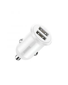 Baseus Grain Pro Car Charger with Dual USB Ports 4.8A, White - CCALLP-02