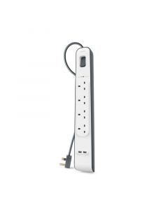 Belkin Surge Protector 4 Outputs + 2 Usb Ports, 2M, White - BSV401ar2M