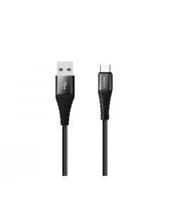 Levore Nylon Braided USB-A to USB-C Cable 1M, Black - LCS321-BK