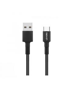 Levore Plastic PVC USB-A to USB-C Cable 1M, Black - LCS311-BK