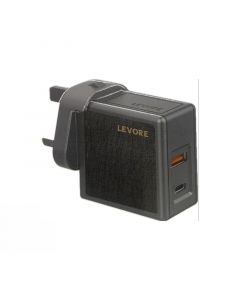 Levore Wall Charger GaN 65W 2-port PD, Fast Charging, Gray - LGW521-GY