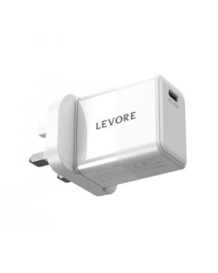 Levore Wall Charger PD 20W, USB-C Port, Fast Charging, White - LGW112-WH
