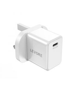 Levore Wall Charger PD 25W, USB-C Port, Fast Charging, White - LGW111-WH