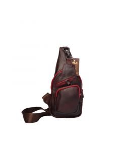 MLR Chest Bag 30x6x3cm, Genuine Lamb Leather, Brown