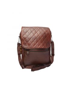 MLR polygonal Cross Bag 10.7x9x2cm, Genuine Lamb Leather, Brown