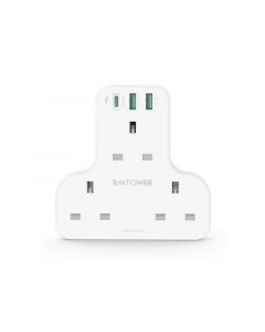 RAVPower PD Pioneer 20W Wall Charger 3port with 3AC plug UK Version, White - RP-PC1036