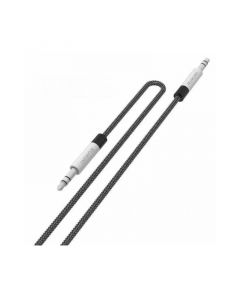 Rukini Nylon Braided Aux Cable Auxiliar 3.5mm 1m, Grey - RKAUXBP-G