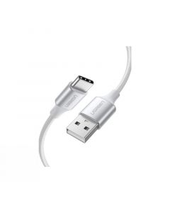 Ugreen USB-A 2.0 to USB-C Nickel Plating Aluminum Braid Cable, 2m, White - 60133